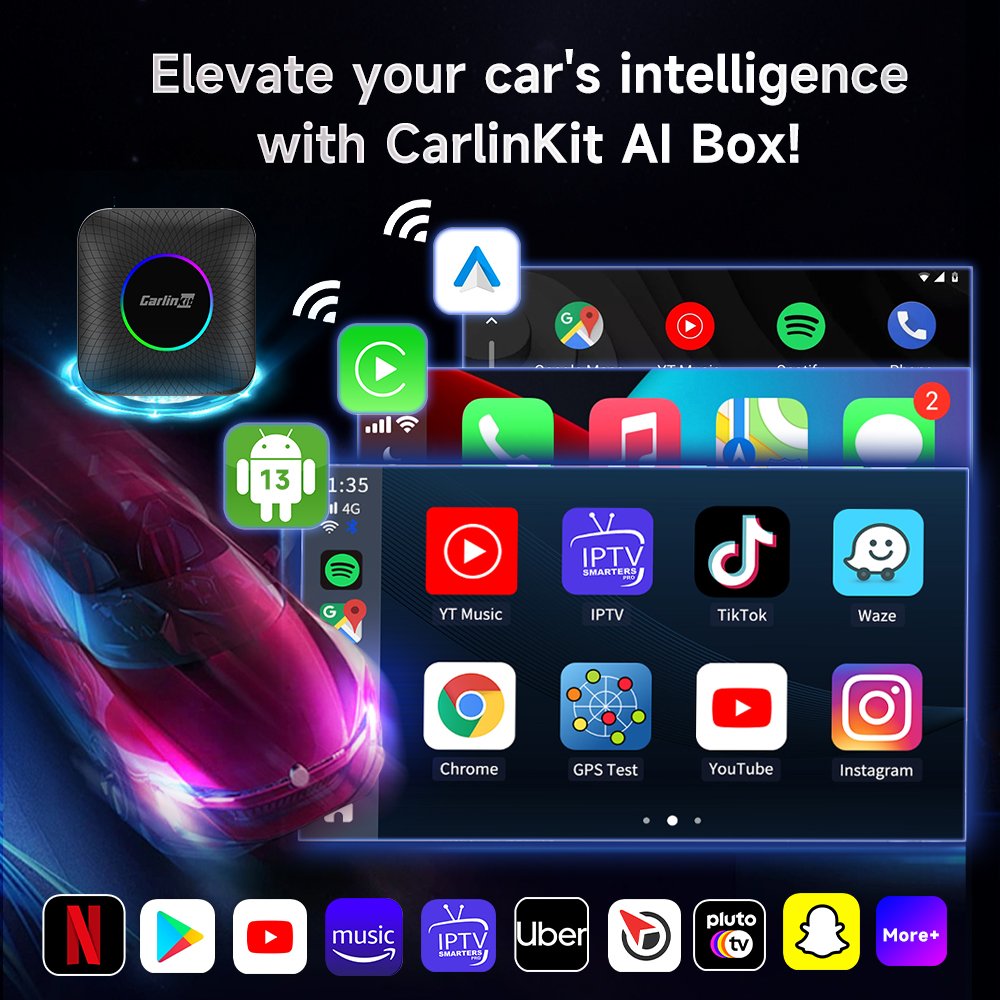 Carbitlink Sans Fil Android Auto 8 128Gb Tbox Ambient Portable Car Tv Ai Box Dongle 6225 Wireless Carplay Adapter Carlinkit Box
